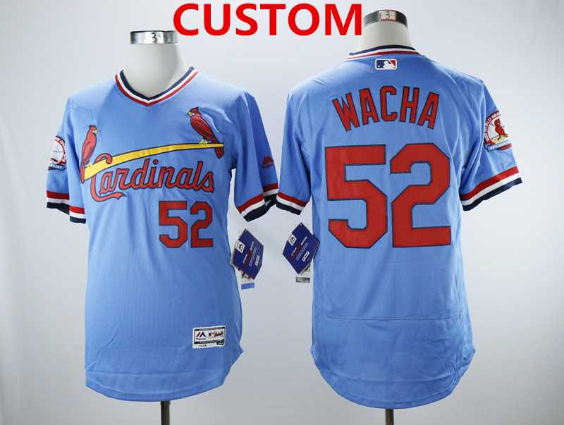 Mens St.Louis Cardinals Custom Light Blue Cooperstown Collection Flexbase Stitched MLB Jersey